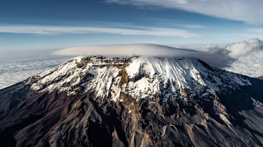 Aerial view of Mount Kilimanjaro, Tanzania, Africa