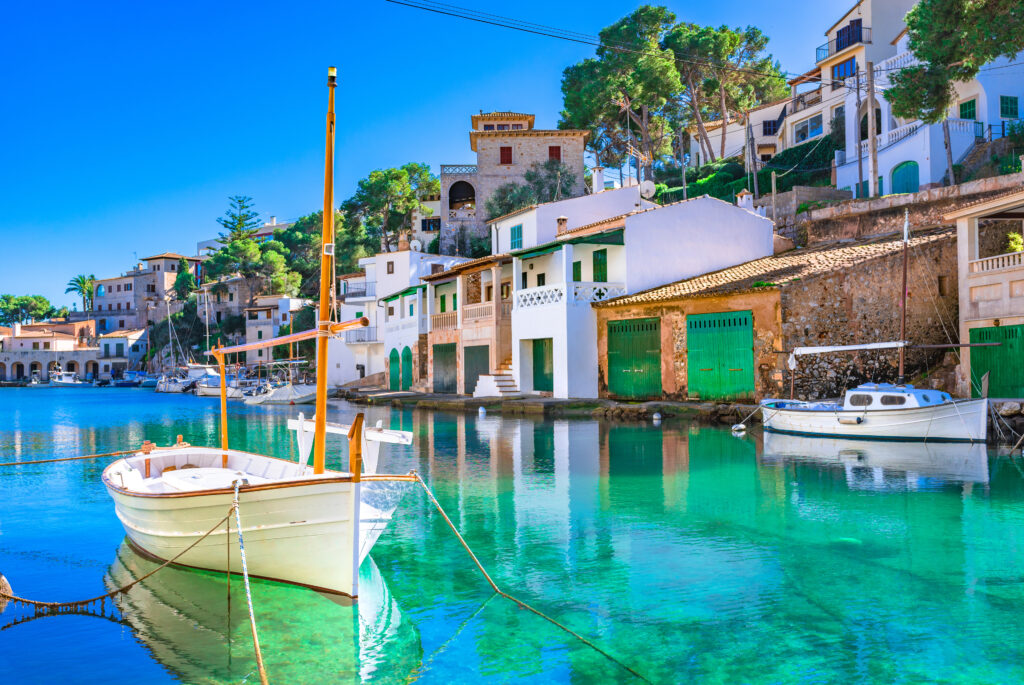 Beautiful view of Cala Figuera, old fishing harbor on Mallorca, Balearic Islands, Spain Mediterranean Sea