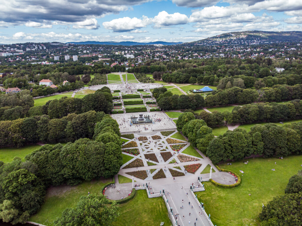 Aerial view of Frogner Park in Oslo, Norway