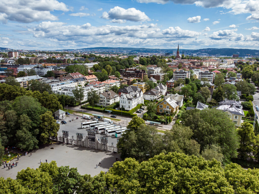 Aerial view of Oslo from Frogner Park in Norway