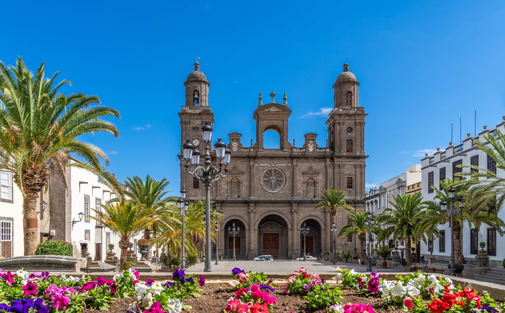 Landscape with Cathedral Santa Ana Vegueta in Las Palmas, Gran Canaria, Canary Islands, Spain