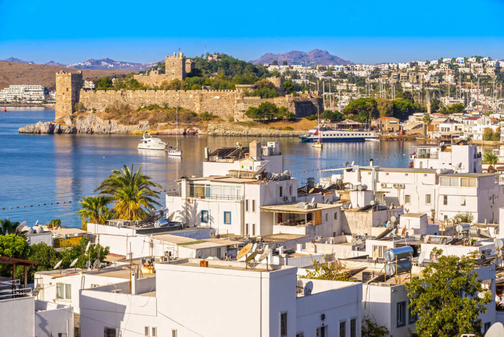 View of Bodrum Castle and Marina, Mugla, Turkey