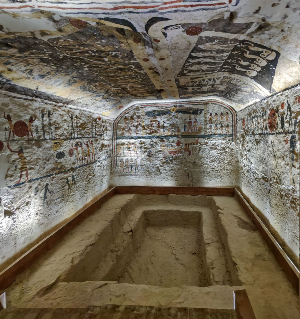 Inside the Egyptian Pharaoh tomb in the Valley of the Kings, Thebes, Luxor, Egypt