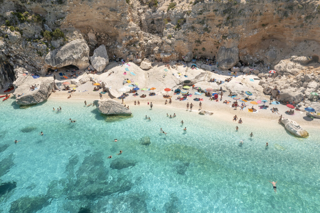 Aerial of the famous Cala Goloritze, Orosei Gulf, East Sardinia, Italy