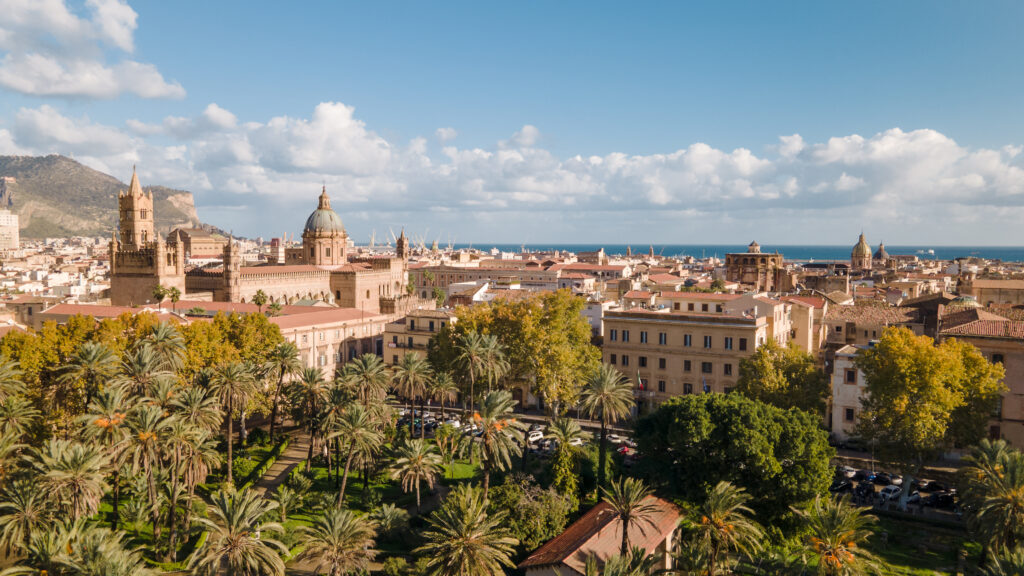 Aerial view at the city of Palermo. Palermo, Italy - December 10, 2021