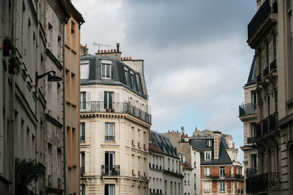 Typical apartment building facades in Paris, France