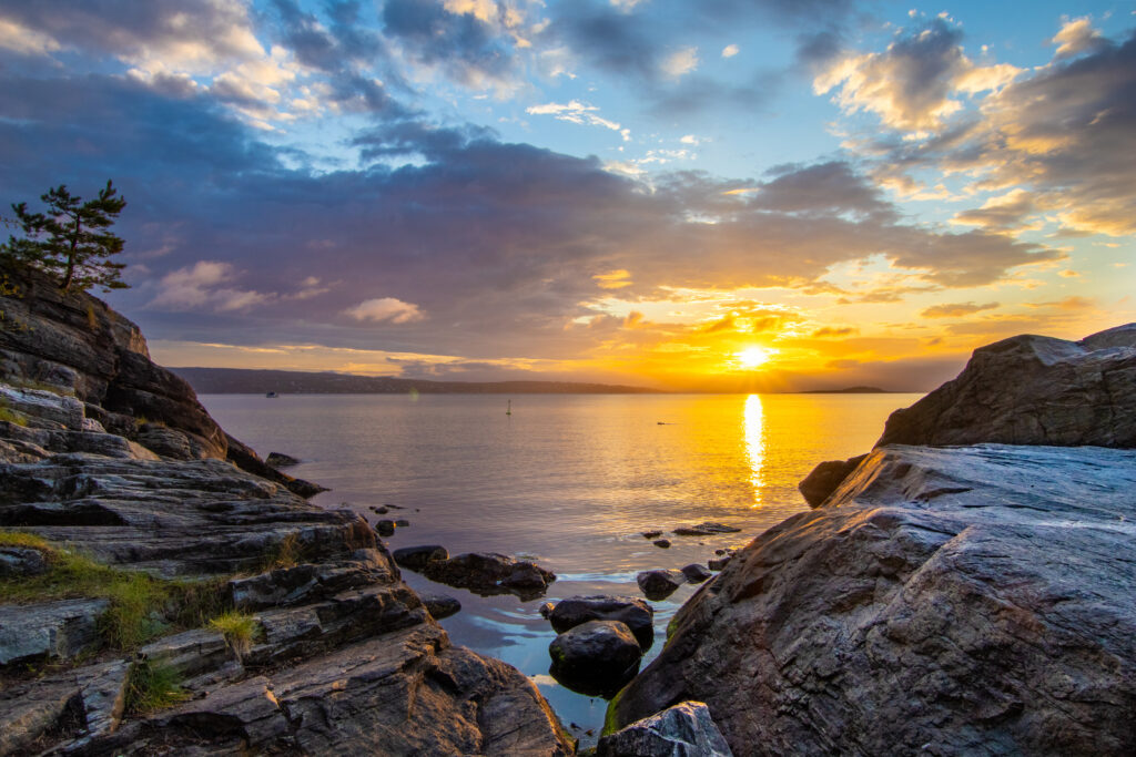 Idyllic sunset in Oslo fjord