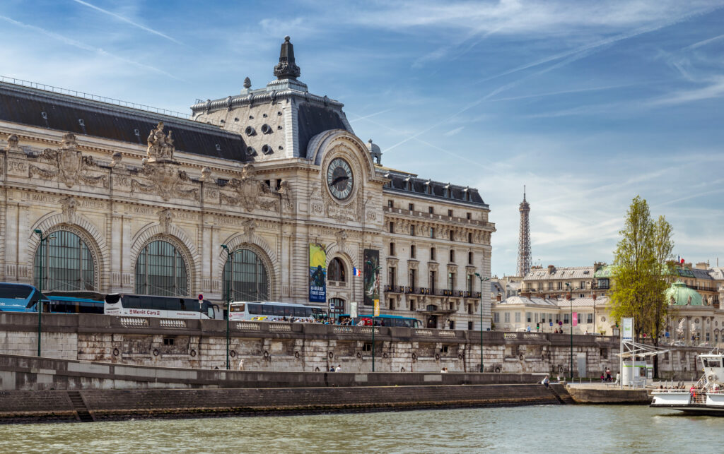 Paris, France, March 30, 2017: Orsay Museum is a museum with largest collection of impressionist masterpieces, on the left bank of the Seine. It is housed in the former Gare d'Orsay railway station.