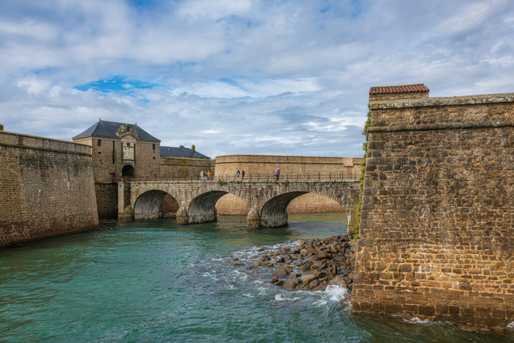 Port-Louis, France - 07.09.2022: The Citadel of Port-Louis is a citadel built to defend the access of the harbor of Lorient during the 16th century by the Spaniards, then modified in the 17th century by the Frenchmen in Port-Louis (Brittany).