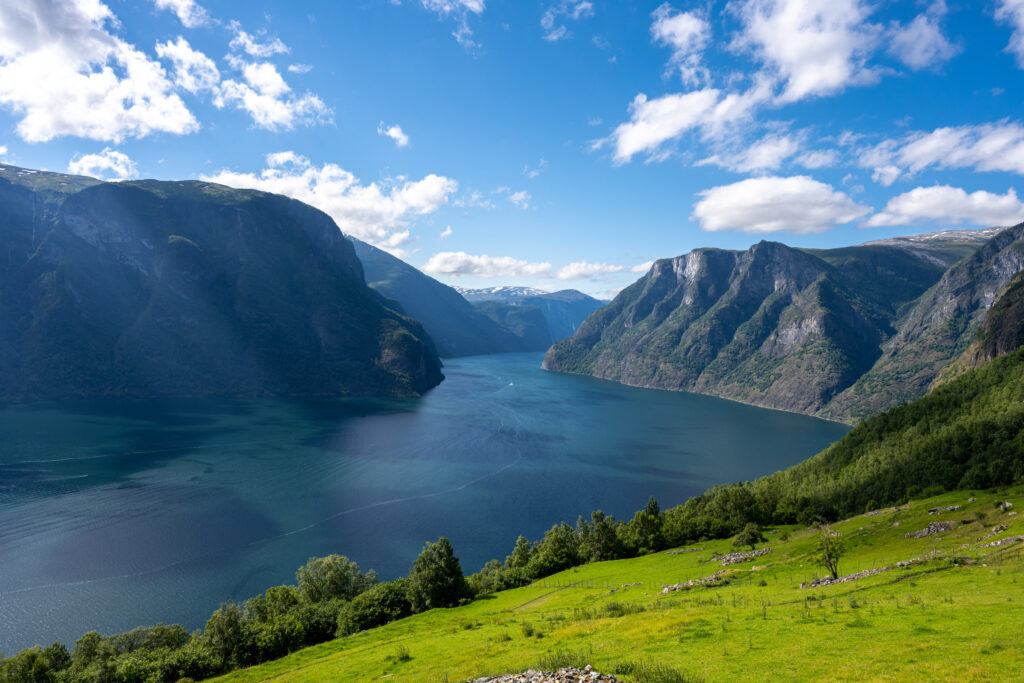 View to the famous Aurlandsfjord in Norway, a UNESCO World Heritage Site