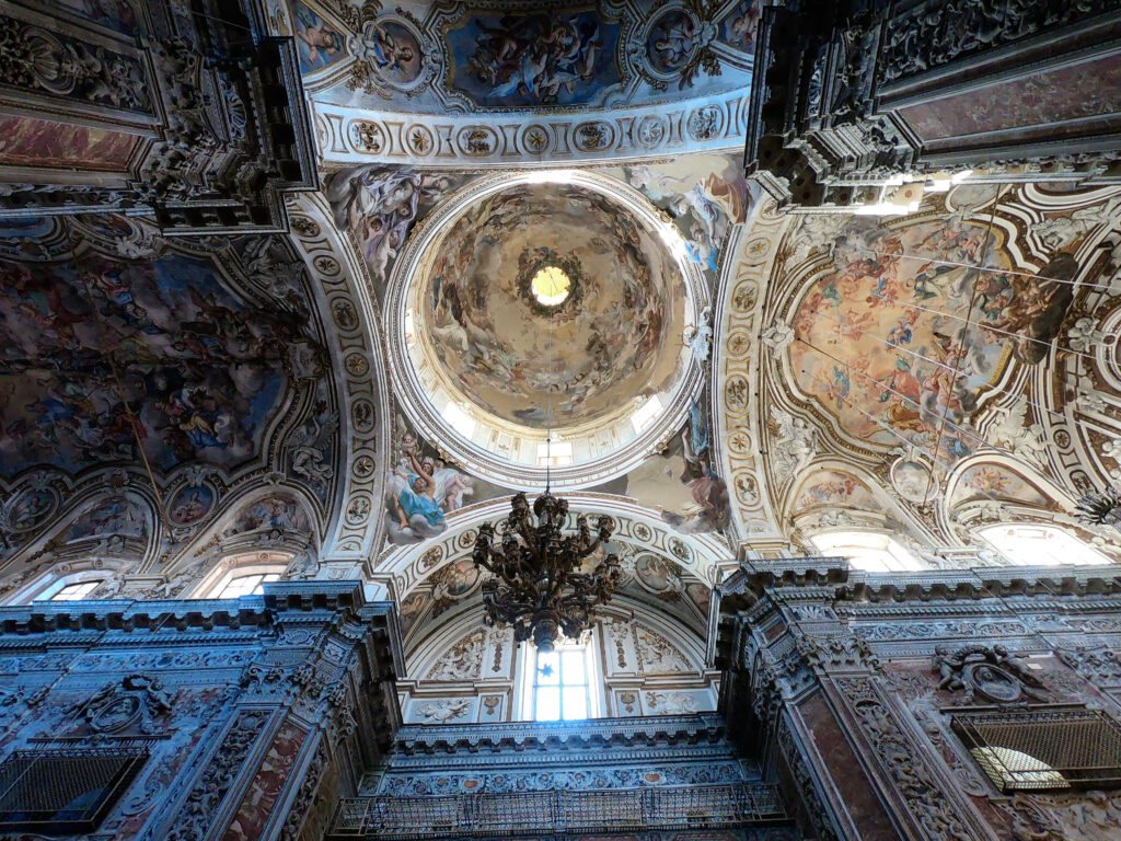 Palermo, Sicily 12.26.2018: Catholic Church of Saint Catherine (Chiesa di Santa Caterina, 1596). Church of Saint Catherine located in heart of historic center, between Piazza Bellini and Piazza Pretoria