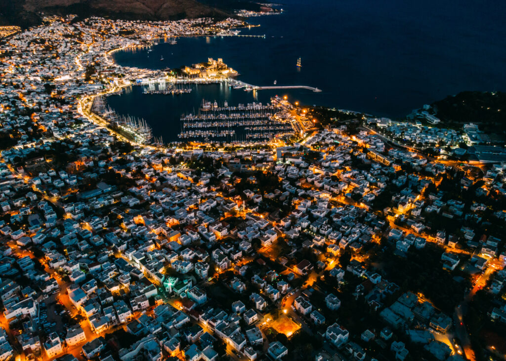 Aerial View of Bodrum at Night