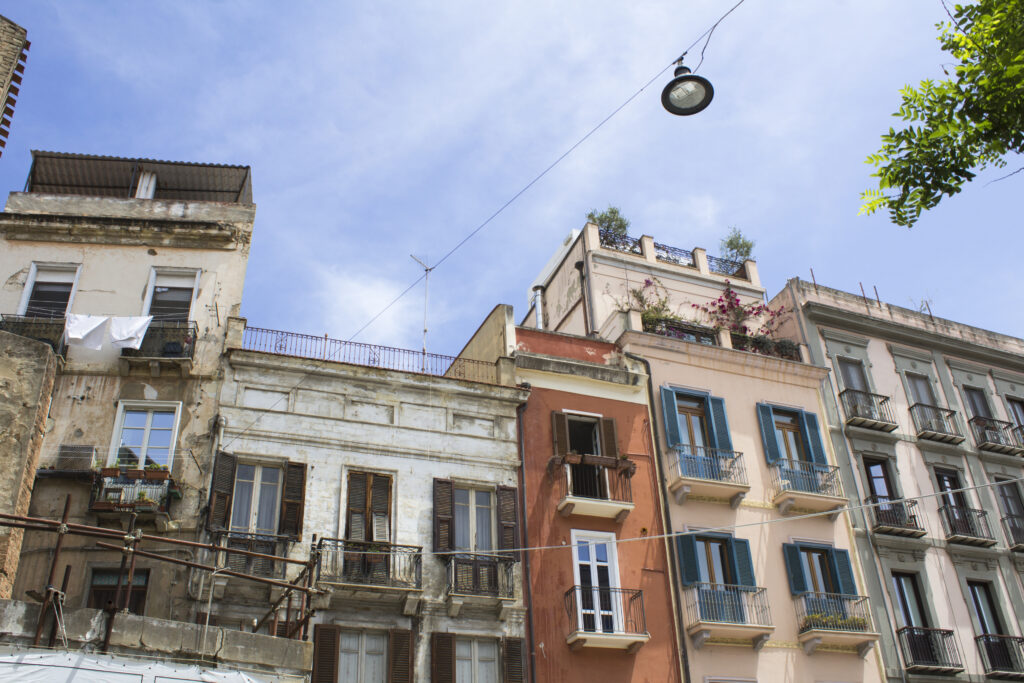 View of the old town on the summer day. Cagliari. Sardinia. Italy.