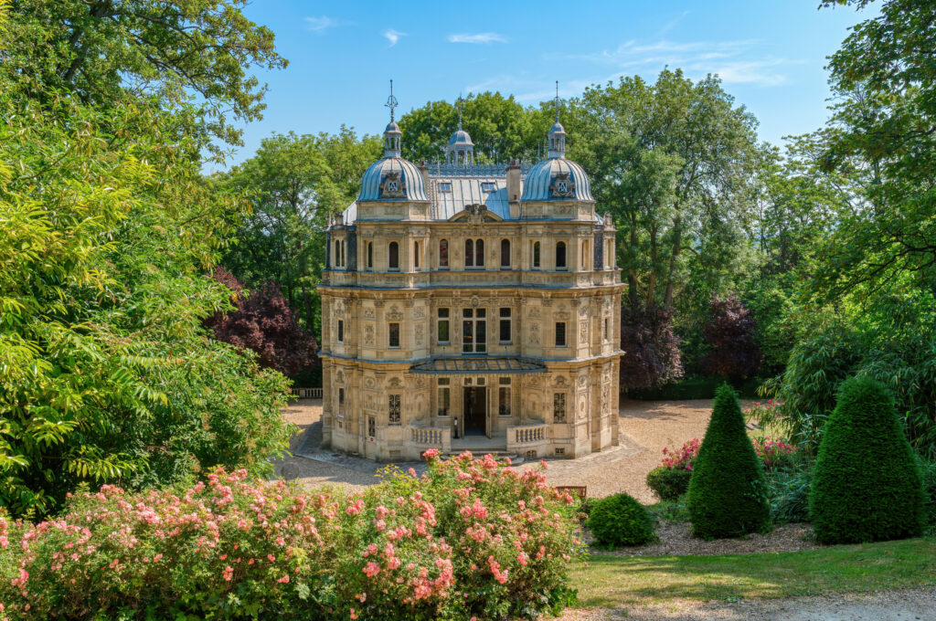 Le Port Marly, France - June 13 2023: External view of the Chateau de Monte-Cristo. This castle located 20 km from Paris was the residence of Alexandre Dumas from 1846 to 1851.