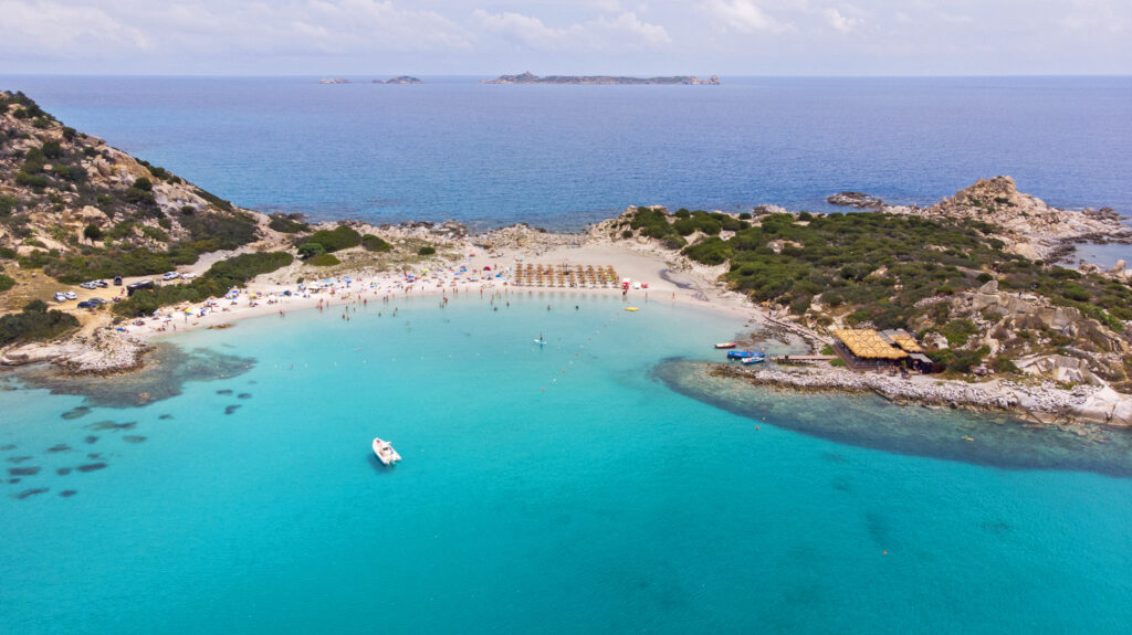 Aerial view of Punta Molentis beach, Villasimius, Sardegna, Italy