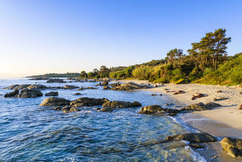 Sunrise at the Foxiglioni Beach on the coast of Tortolì, in eastern Sardinia