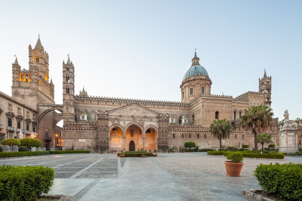 Palermo Cathedral at dusk, Sicily Italy, 17mm tilt shift lens used