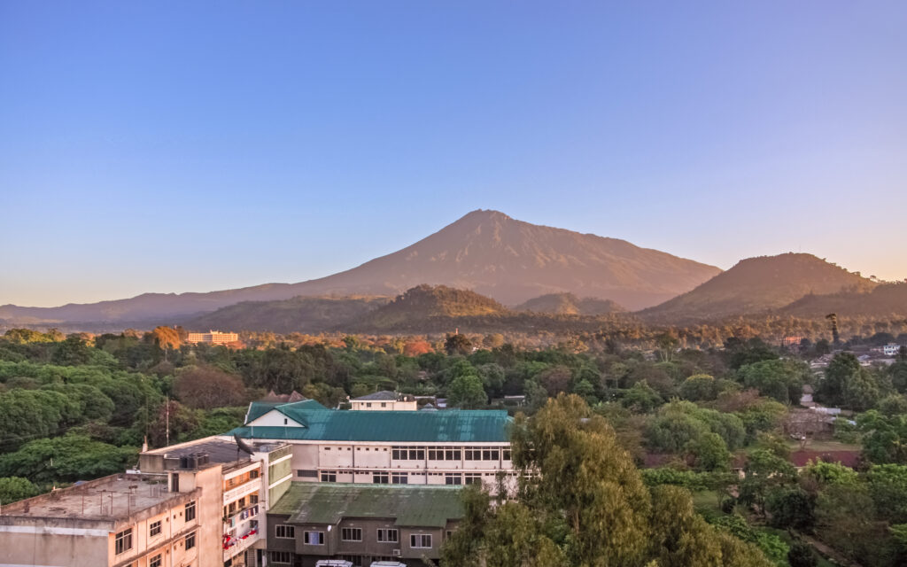 Sunrise over Mount Meru. Arusha, Tanzania.