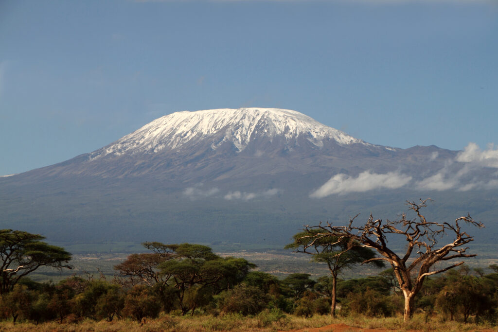 Mount Kilimanjaro is a dormant volcanic mountain in Tanzania. It is the highest mountain in Africa and the highest free-standing mountain in the world at 5,895 meters or 19,341 feet above sea level.