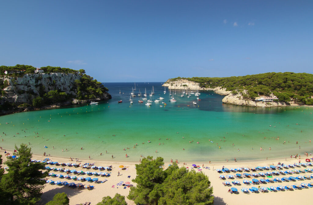 Beautiful view of Cala Galdana Beach, Menorca, Balearic Islands.