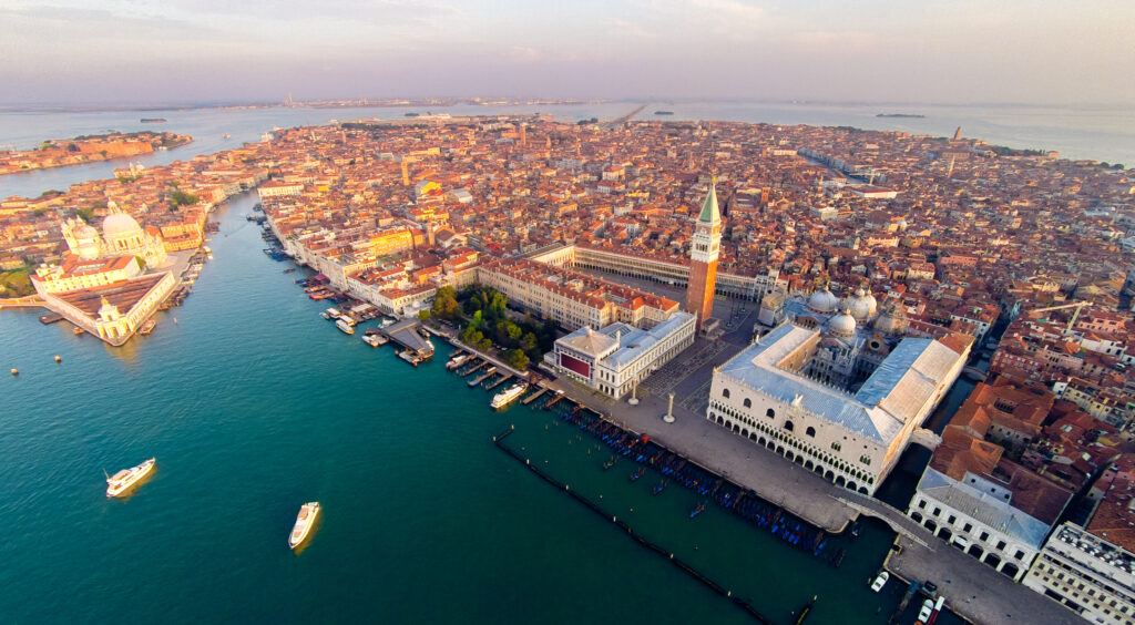 Aerial view of Venice with Saint Mark's square