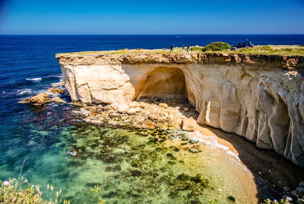 The rugged coastline just south of Siracusa, Sicily.