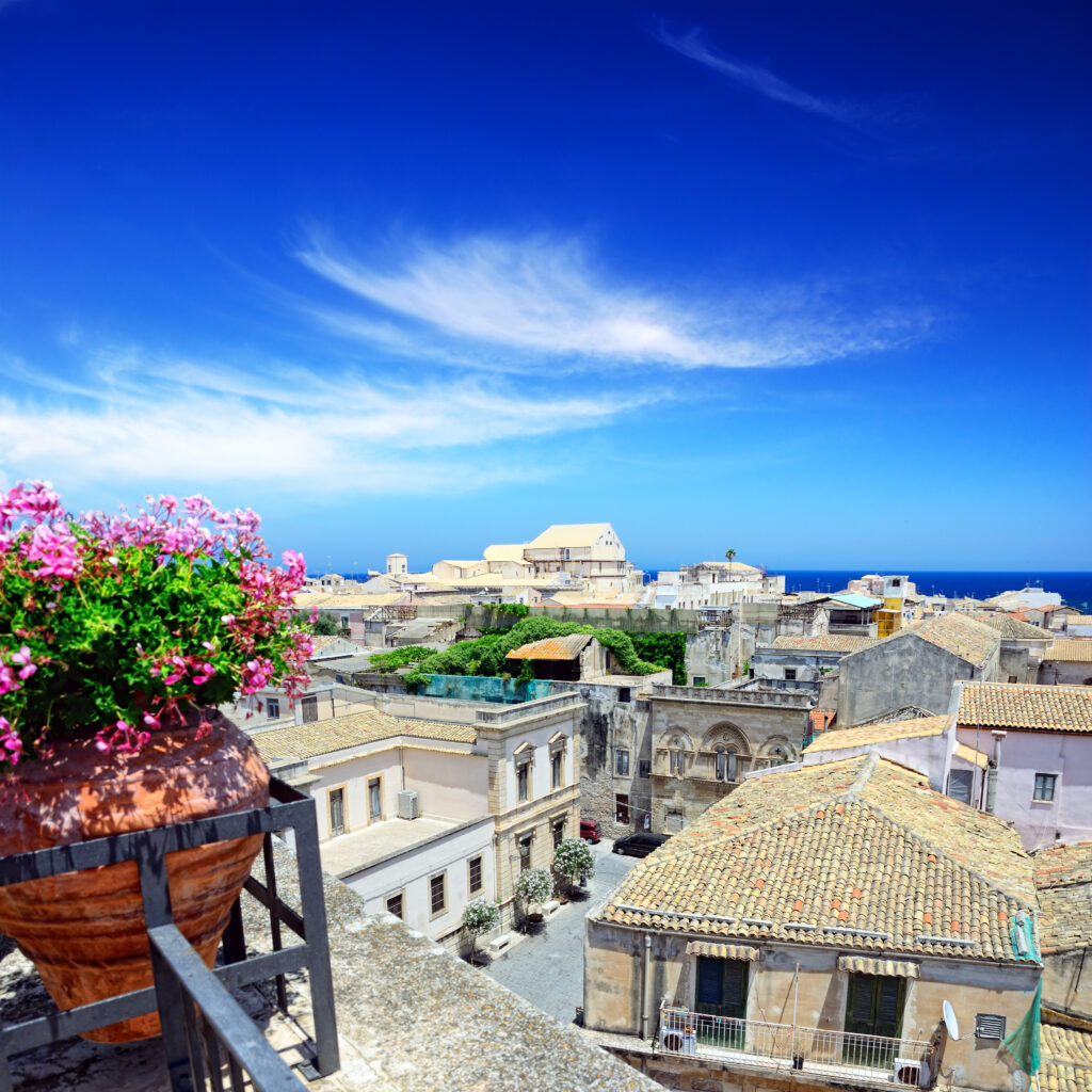 Syracuse sityscape, Sicily, Italy. Composite photo