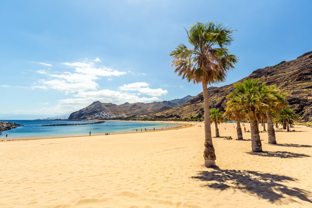 Playa de Las Teresitas in Tenerife / Canary Islands and Santa Cruz in the background.