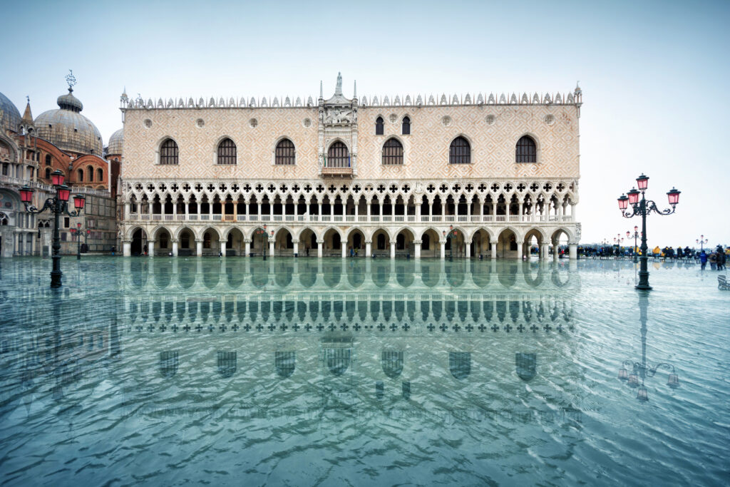 Venice flooded from the high water 