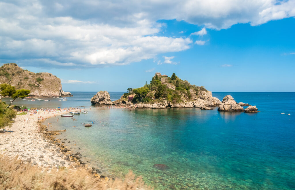 Isola Bella, in Taormina (Sicily), during the summer