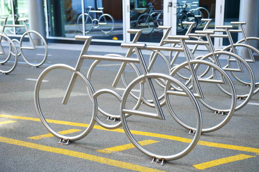 Oslo, Norway - August 27, 2016: The Bike Racks at Barcode Project in Oslo.