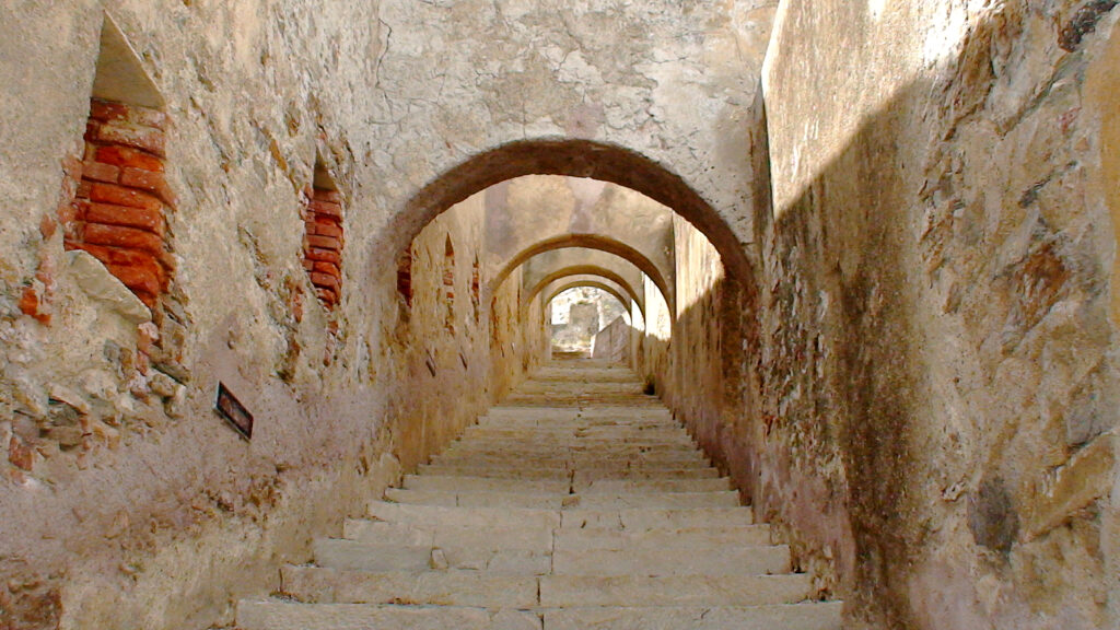 Staircase under arches at Bonifacio, Corsica