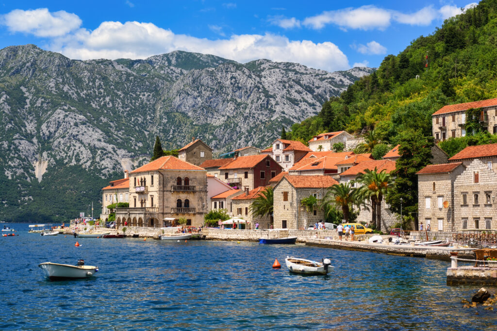 Historical Perast, a popular resort town in Kotor bay on Adriatic sea