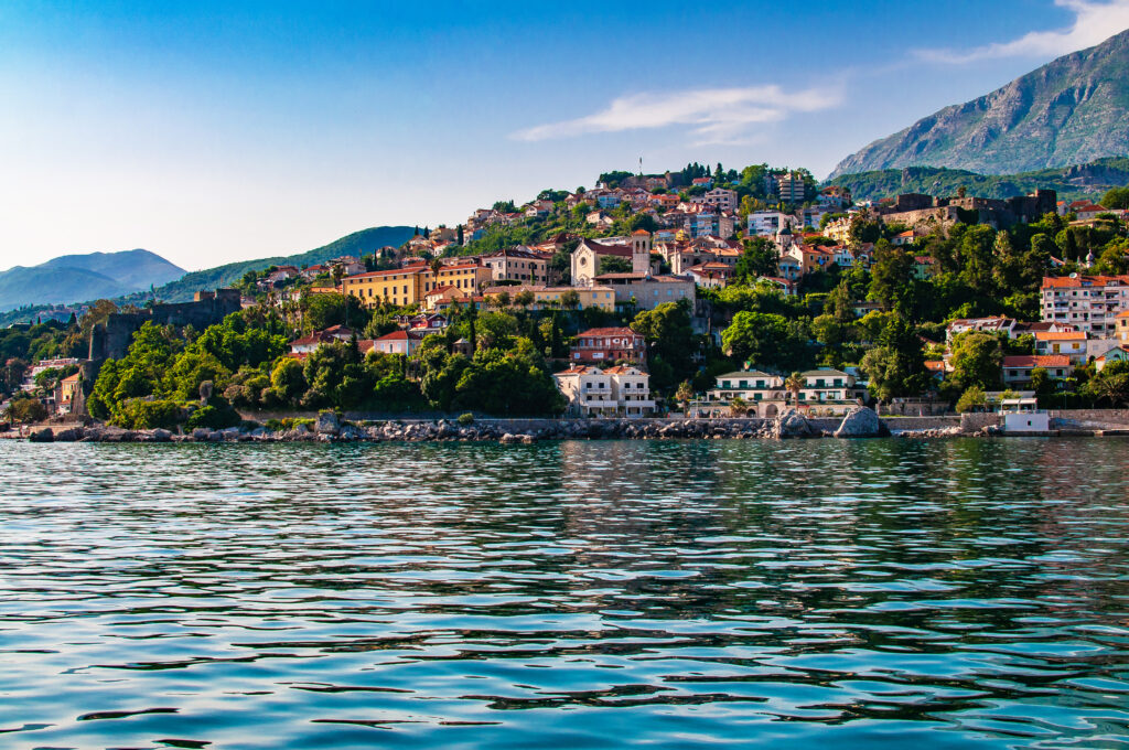 View of the city of Herceg Novi from the sea