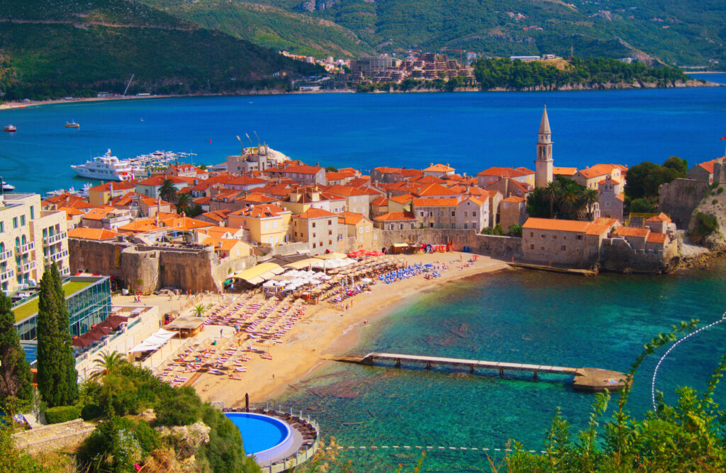 Sea view to the Old Town of Budva